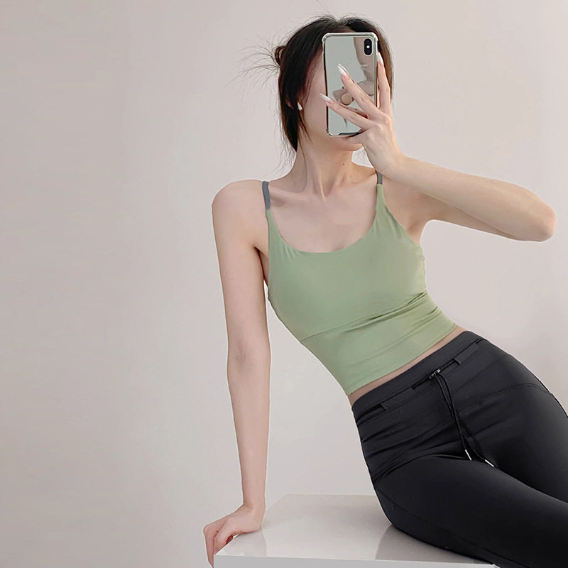 吊带运动背心女速干高弹带胸垫瑜伽文胸健身内衣外穿2026新款上衣