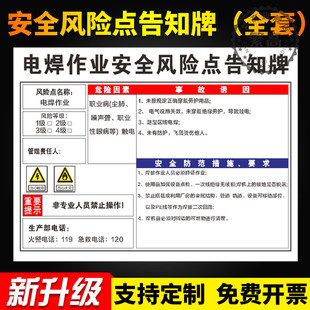 电焊作业岗位安全风险点告知牌告知卡风险辨识告知牌岗位明白卡仓库工厂消防安全标识牌警示牌标志牌PVC定做