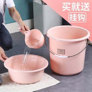 .塑料桶水桶家用储水用大水桶圆桶加厚塑料水桶手提大号宿舍洗衣