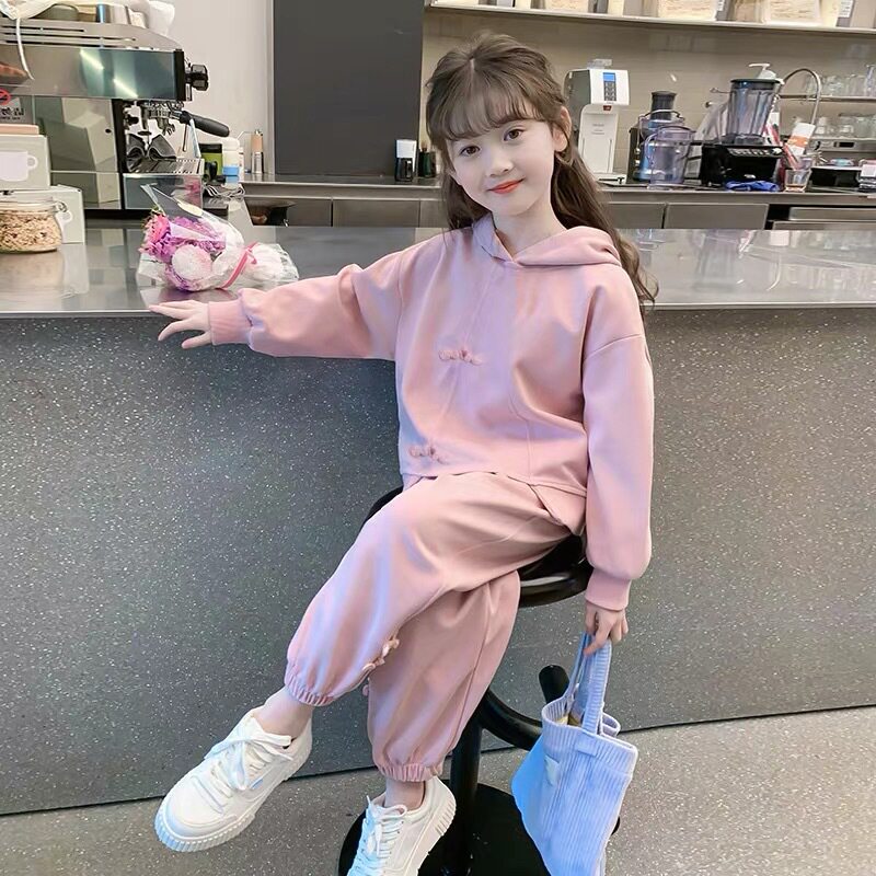 品牌专柜女童春秋新款套装洋气时髦国风休闲女孩网红长袖运动装