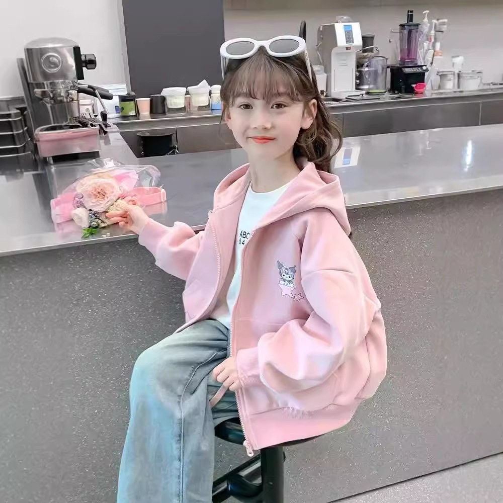 品牌专柜女童卫衣外套潮流儿童库洛米春秋薄款小女孩运动连帽上衣