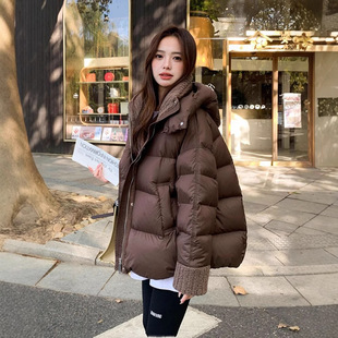 反季美拉德羽绒棉服女冬季2025新款宽松羊羔毛领棉衣棉袄加厚外套