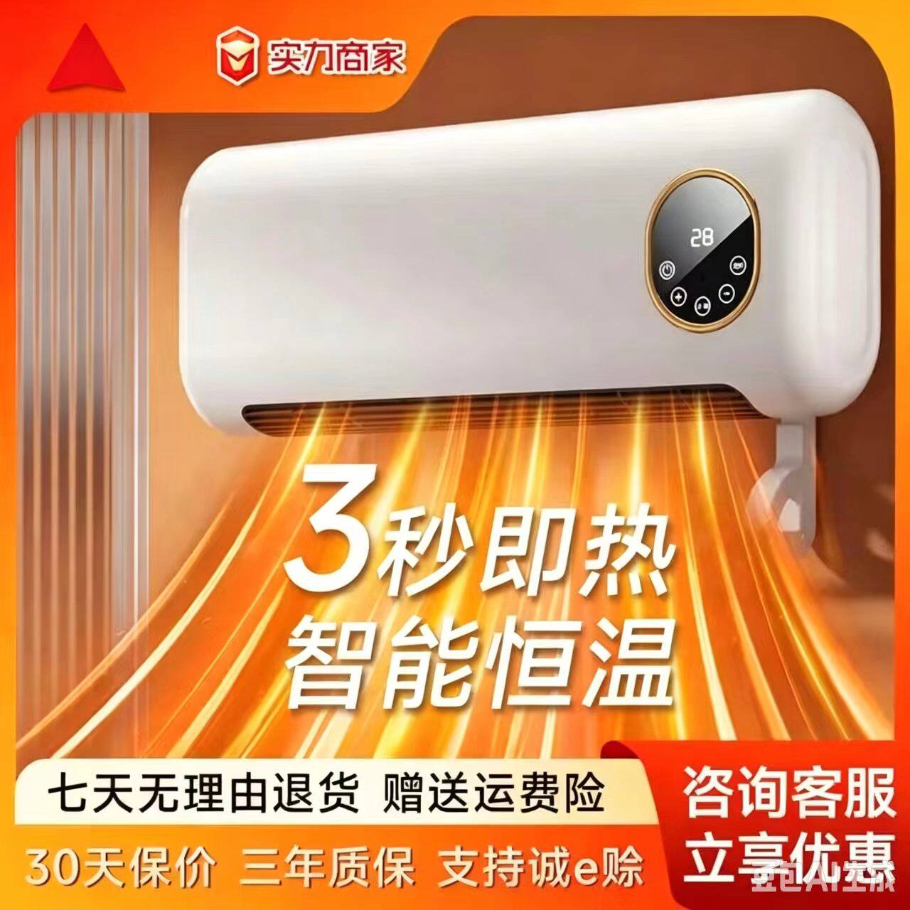 壁挂挂式取暖器省电大面积速热暖风机家用居浴两用冬季取暖神器