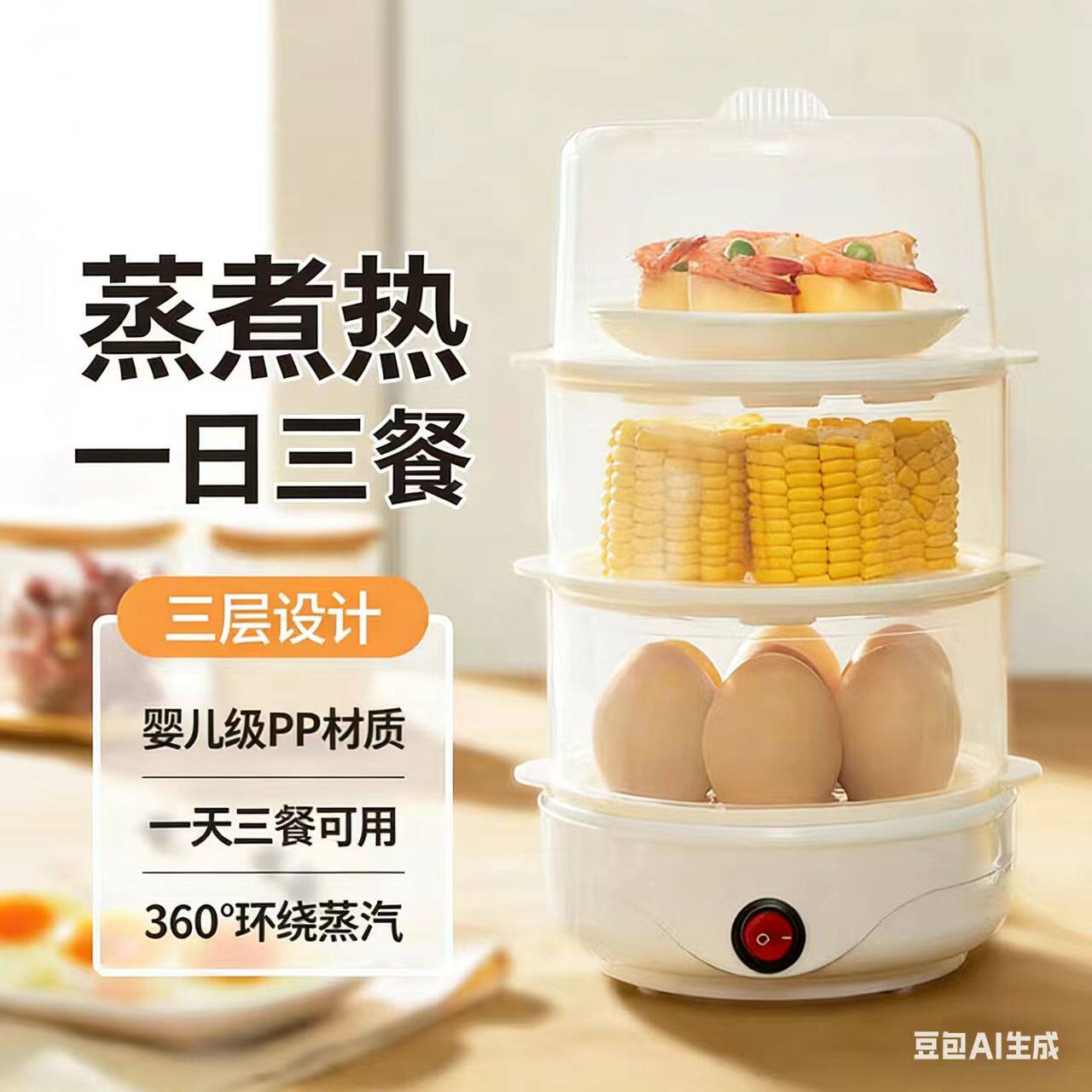 新款煮蛋器304不锈钢蒸蛋器防干烧配蒸碗煮蛋器/蒸