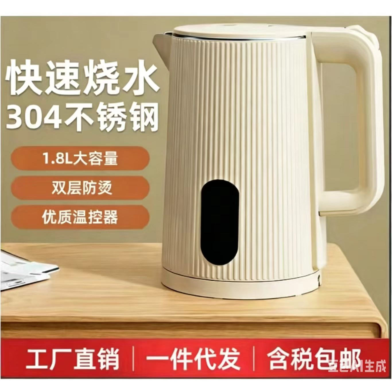 正品电热水壶家用烧水壶保温自动断电不锈钢大容量热水壶批发