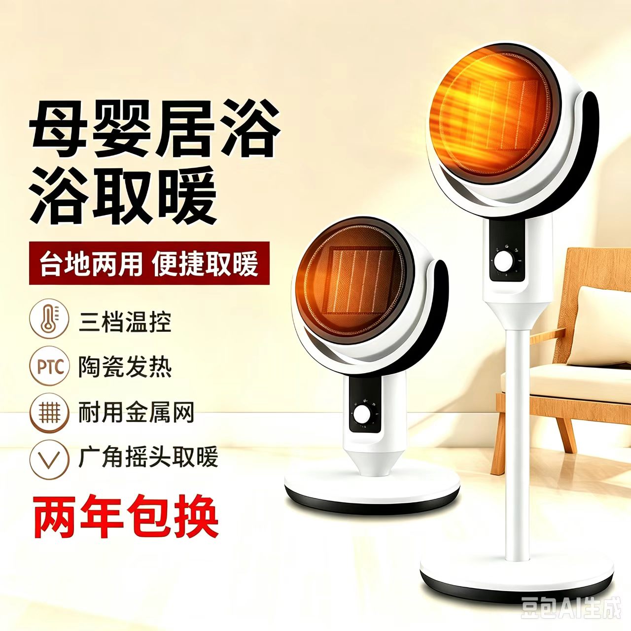 取暖器家用电暖风机立式循环节能省电小太阳电暖气速热烤火器