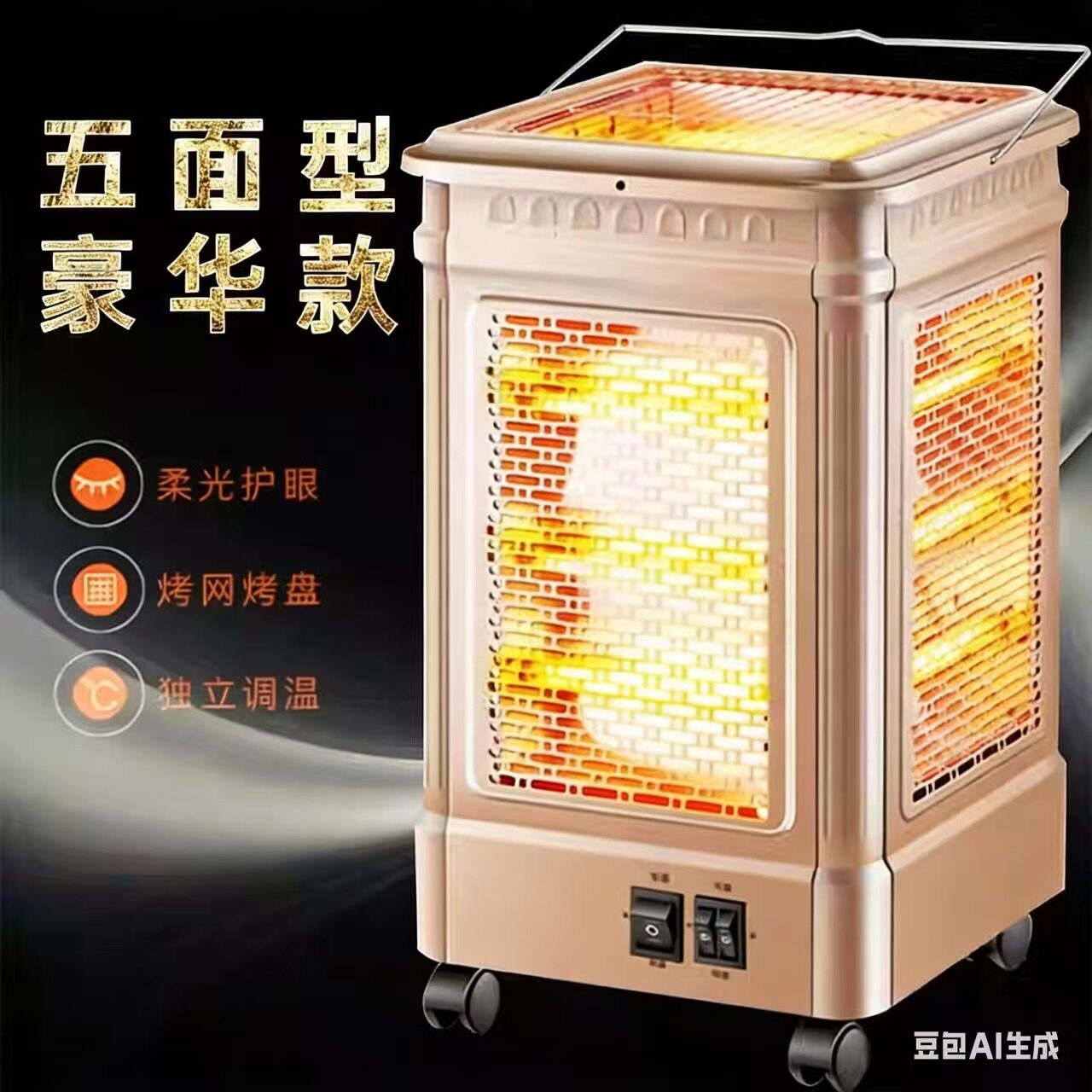 烧烤型小太阳节能速热五面取暖器