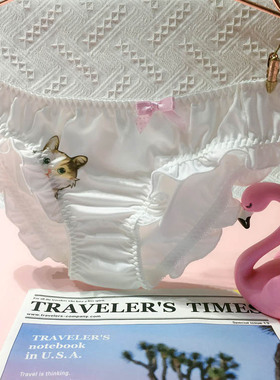 半包臀真丝内裤蕾丝女魅惑经期生理初中学生白色内裤女