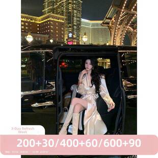 重工可及奢华典雅金缎长风衣夹克 早秋女装 雅巧 解释风华