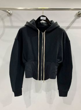 SUBHUMAN女款丨暗黑个性设计束腰修身连帽短款卫衣外套拉链针织衫