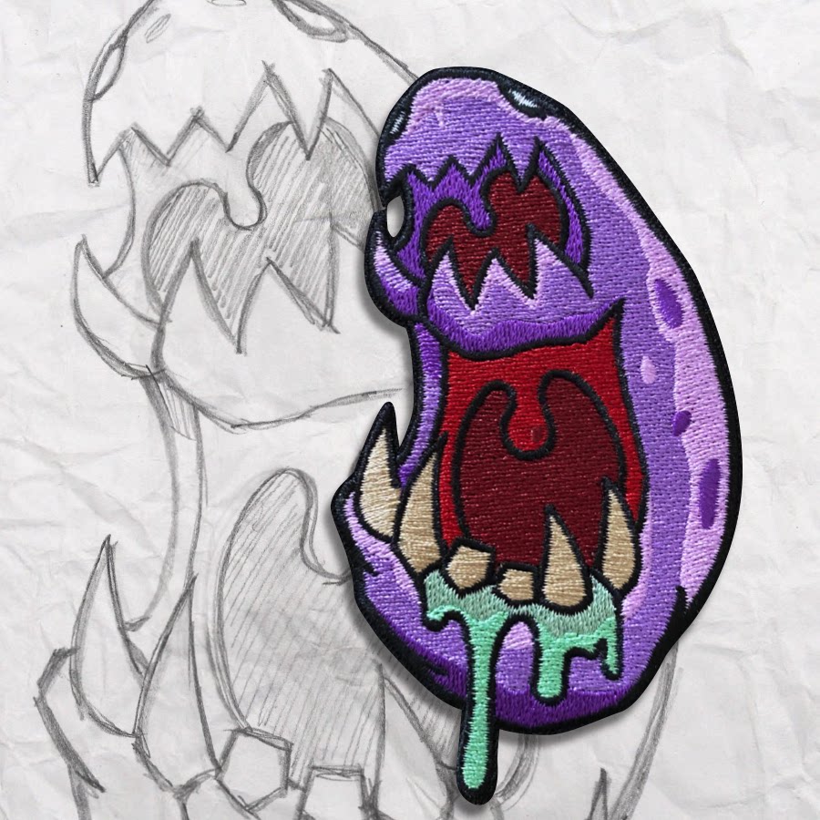 grumpy m.o.n.s.t.e.rs mean bean embroidery patch