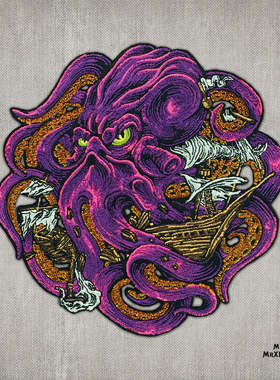 美国MXL KRAKEN - PURPLE 紫色克拉肯 刺绣魔术贴 士气章