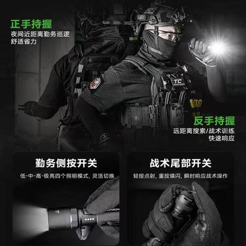纳丽德P91战术勤务手电筒2024年新款强光超亮充电式耐用5000流明