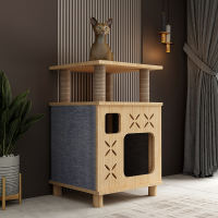 Solid wood cat bed, cat climbing frame, small-sized apartment, no space occupation, all-season universal cat bed, cat climbing frame, storage cabinet, integrated cat house thumbnail 4