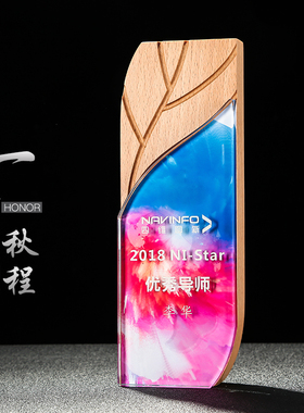 高档水晶奖杯创意定制定做授权牌定制公司学校奖杯免费刻字彩印