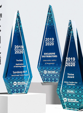 水晶奖杯定制定做创意彩印奖杯新款奖牌授权牌纪念品制作