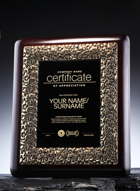 木质木托奖牌定制定做麦穗金属花边加盟经销商品牌授权牌制作