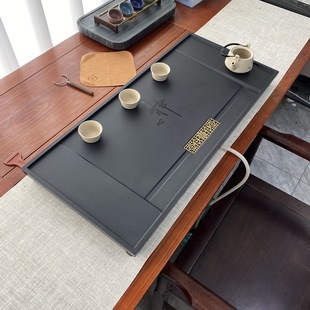 乌金石茶盘一体排水茶台新中式家用茶具办公室客厅现代简约茶托盘