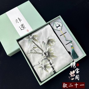 苏绣手推绣刺绣围巾手工双面绣书签套丝巾非遗送妈妈商务随手礼品