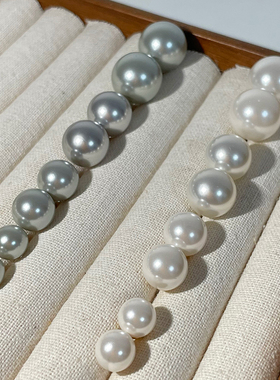 法式小众新款S925银针施家珍珠耳钉女轻奢高级感银灰色耳夹耳饰女