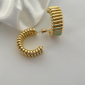 2026新款 耳环百搭耳饰 春夏镀18k金c型耳圈欧美冷淡风高级金属时尚