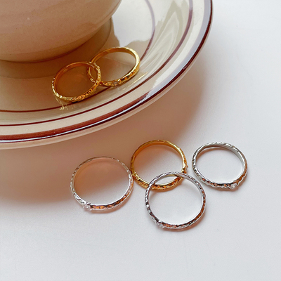 女黄铜镀18k真金冷淡风戒指