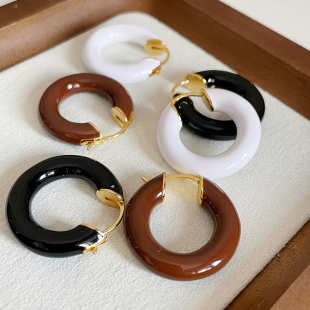 圆圈耳环百搭美拉德风ins轻奢独特耳扣小众气质饰品女 欧美风经典