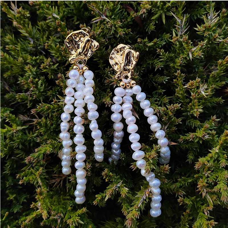 法式优雅巴洛克淡水异形珍珠耳环