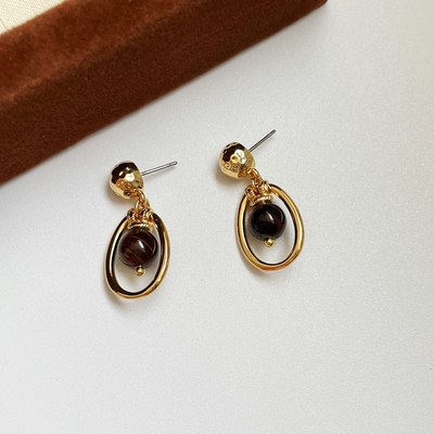 时尚复古夸张球球圆环耳坠