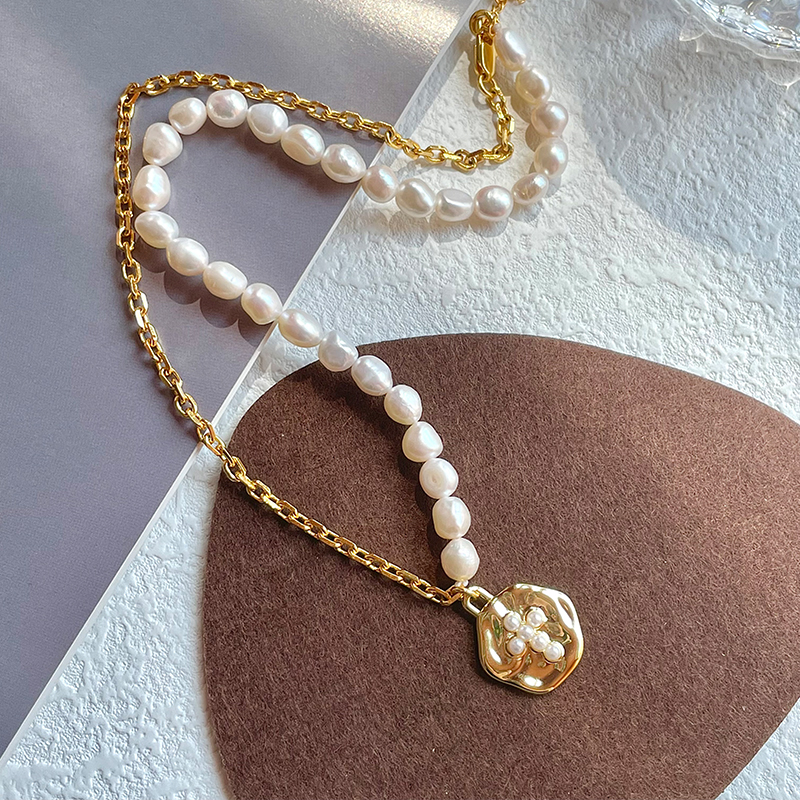 个性拼接小众设计淡水珍珠锁骨链