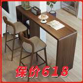 实木吧台桌小户型家用吧台隔断柜一体客厅长条桌靠墙高脚桌椅组合