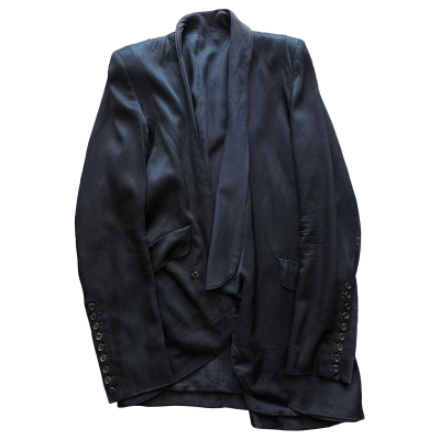 自主IfSixwasnine视觉系 crow asymmetrical silk blazer西服外套