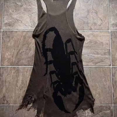 夯中夯！自主ifsixwasnine视觉系复古先锋内搭破坏蝎子背心