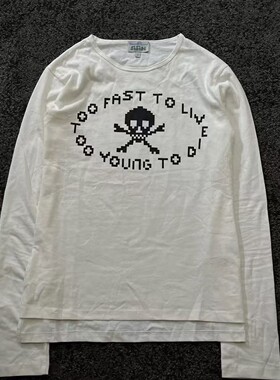 自主 vivi风格 too fast to live too toung to die 长袖骷髅T恤