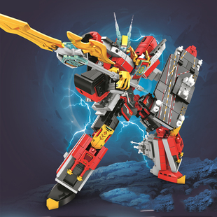 变形航母积木益智拼装合体机器人军舰机甲金刚男孩子玩具生日礼物