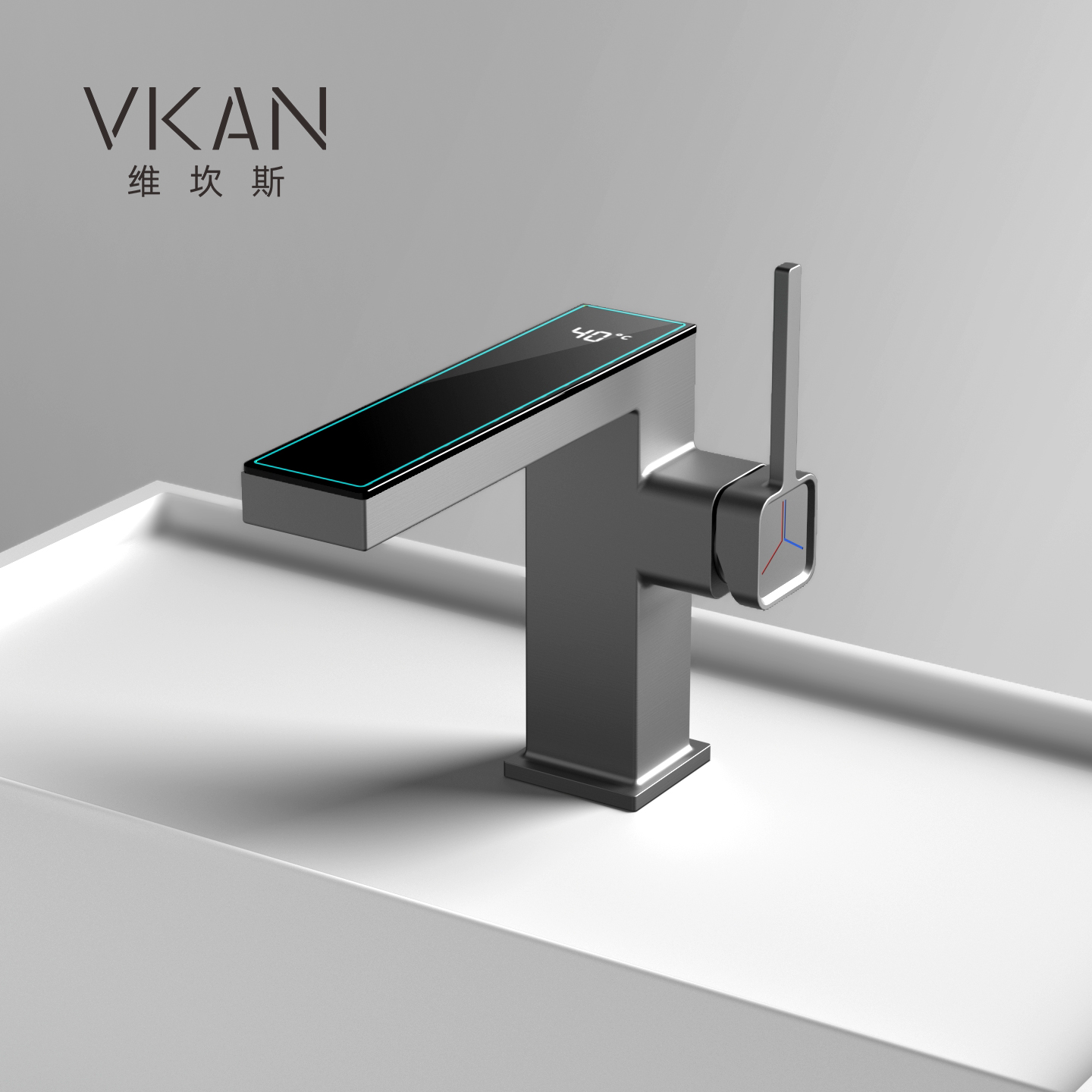 卫生间台盆数显氛围灯冷热水龙头