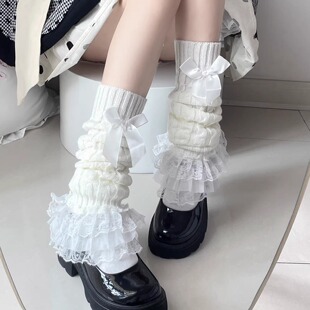 梦幻人偶Lolita日系显瘦小腿袜套蕾丝边蝴蝶结堆堆袜子jk中筒腿套