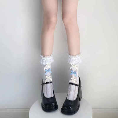 Lolita袜子女中筒袜洛丽塔蕾丝