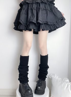 梦幻人偶秋冬女士袜子个性Y2K纯色袜套黑色辣妹纯欲风长筒套袜