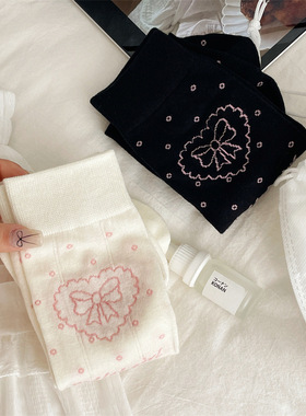 2025新款可爱白色袜子女夏季薄款小腿袜堆堆袜爱心长袜