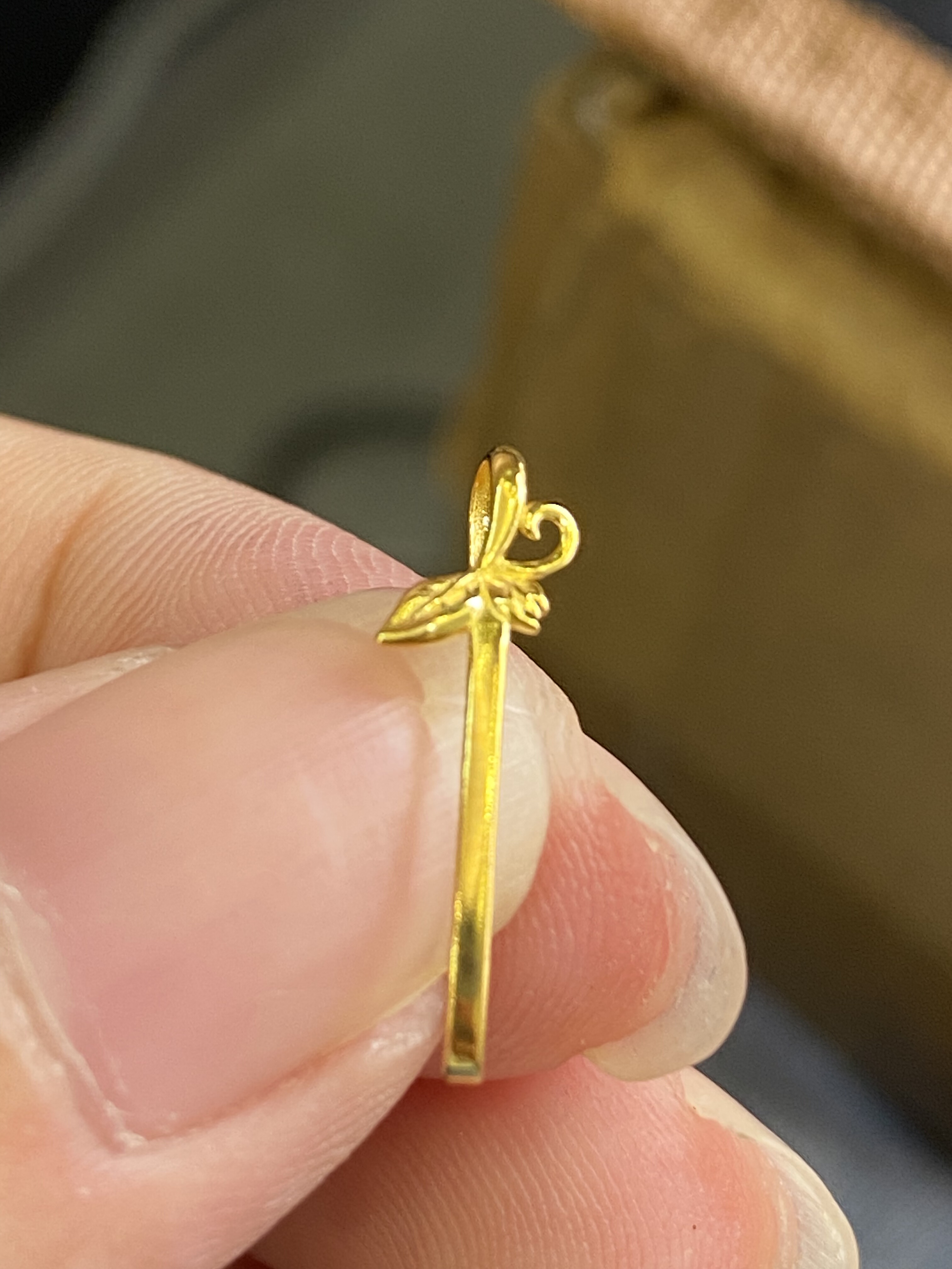 18K金扣Au750平安扣夹扣吊坠叶子款万能扣加工镶嵌平安扣053款