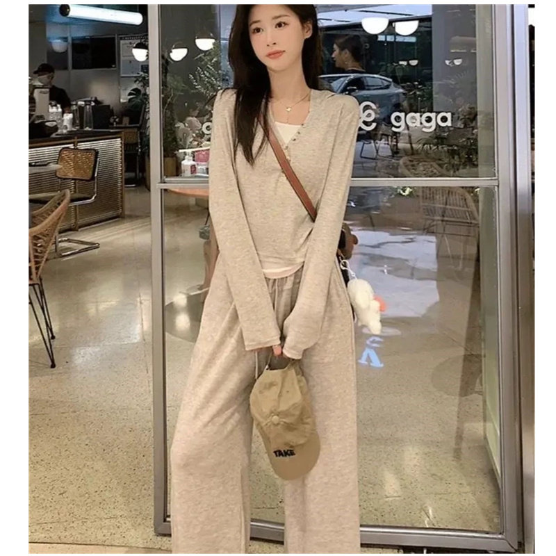 출산복 가을 정장 멋쟁이 서양식 2024 봄 가을 신상 아우터 후드 긴팔 탑 캐주얼 와이드 팬츠