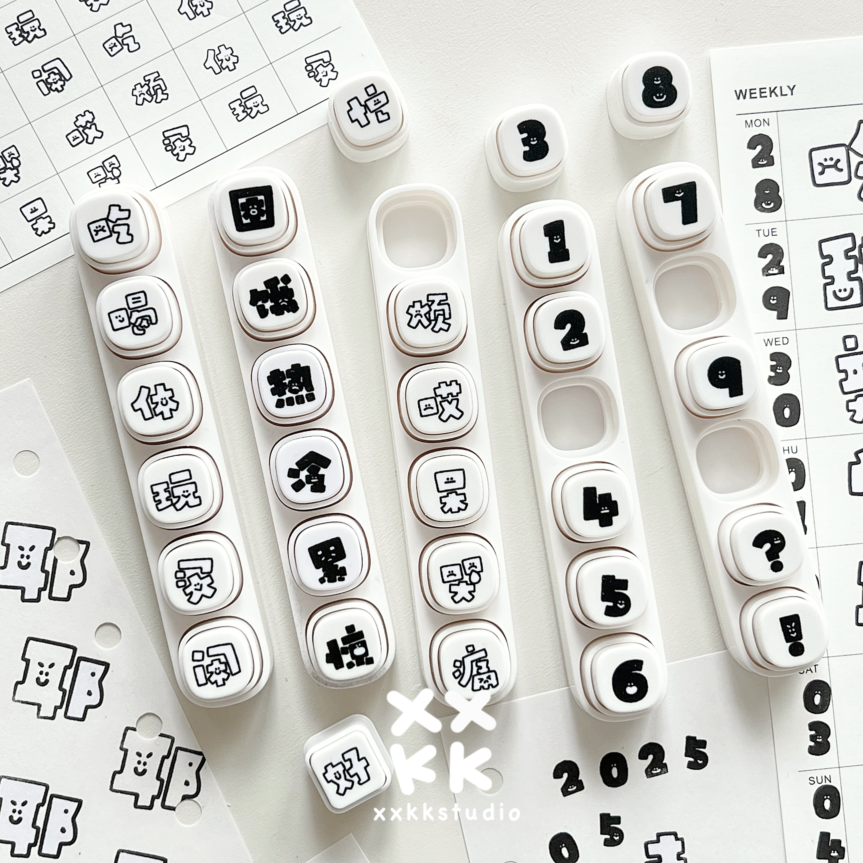 xxkk炫炫酷酷丨原创正版字素光敏 可拆卸六连印章奶油章