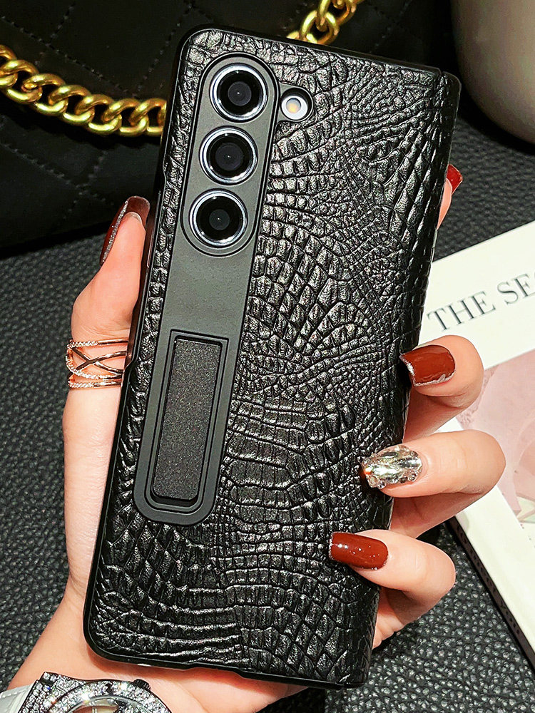 适用于三星fold5手机壳w24折叠屏保护壳zfold5中轴铰链全包保护套真皮男鳄鱼纹外壳防摔fold5心系天下新款