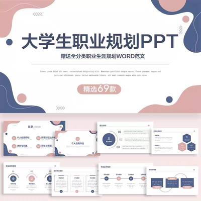 大学生职业生涯规划书ppt模板简约小清新就业竞选方向策划书课件