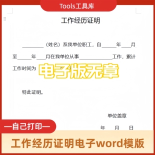 【需要自己打印】个人工作经历word电子模版可修改文件素材