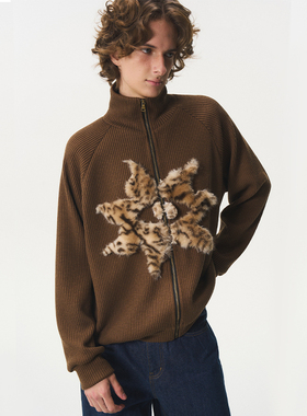 CNEW2025AW【日瞳】复古感保温毛绒拼接针织外套开衫