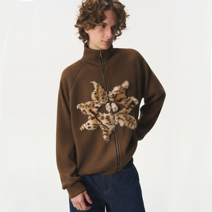 复古感保温毛绒拼接针织外套开衫 CNEW2025AW 日瞳