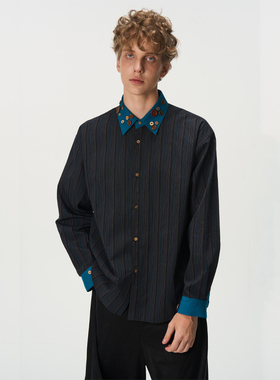 CNEW2025AW 纽扣收藏家 民族风 拼接 拼色 remake木扣衬衫