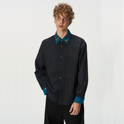 CNEW2025AW 纽扣收藏家 民族风 拼接 拼色 remake木扣衬衫